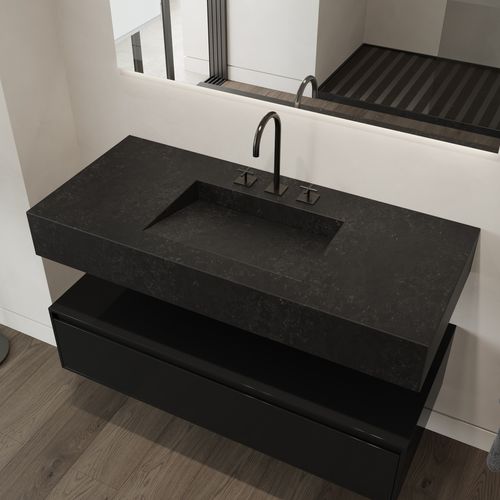 Подвесная раковина - ARMONY - Riluxa - из Silestone® / прямоугольная / без отверстия
