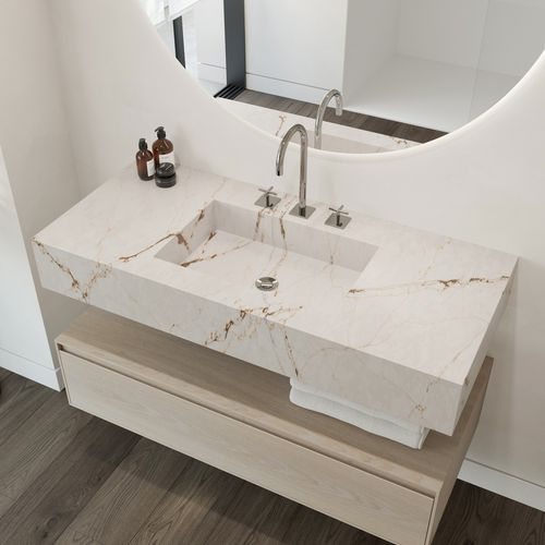 Подвесная раковина - ELEGANCE - Riluxa - из Silestone® / прямоугольная / без отверстия