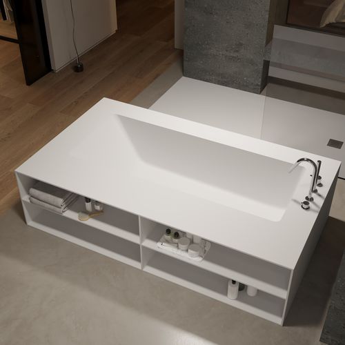 Ванна для жилых зданий - AQUILA 4 SHELVES - Riluxa - из Corian® / современная / со встроенным ящиком