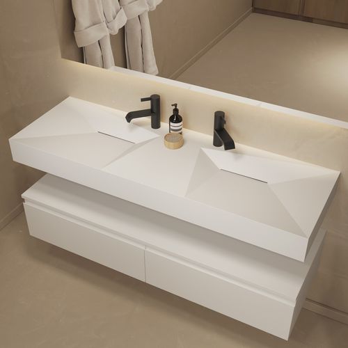 Подвесная раковина - LINARIA DOUBLE - Riluxa - из Solid Surface / на заказ / двойная