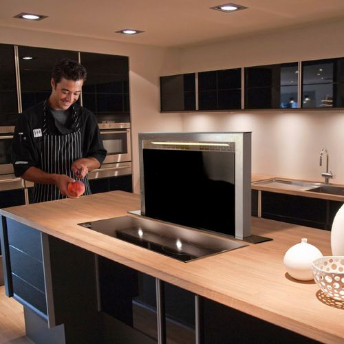 Встраиваемая вытяжка в столешницу - LA-90-DWN-SS-BLK - Luxair Cooker Hoods Kitchen Extractors - со встроенным освещением