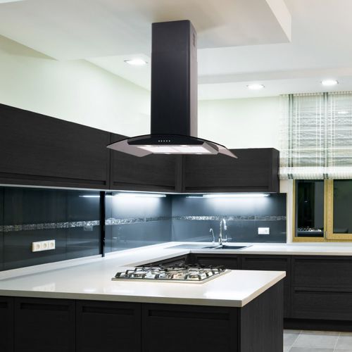 Островная вытяжка - LA-90-CVD-ISL - Luxair Cooker Hoods Kitchen Extractors - со встроенным освещением / черная