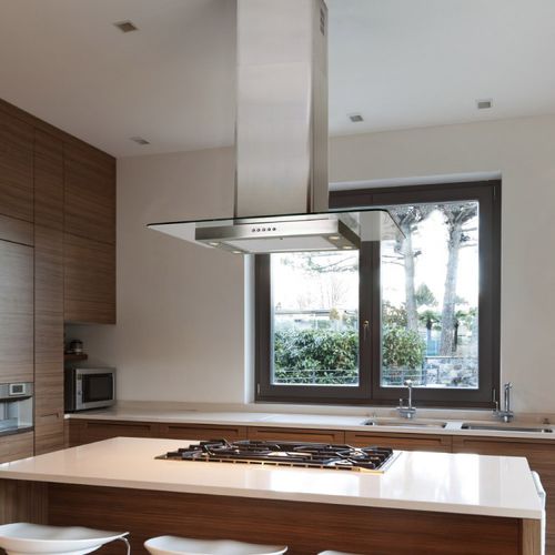 Островная вытяжка - LA-90-ST-GL-ISL - Luxair Cooker Hoods Kitchen Extractors - со встроенным освещением