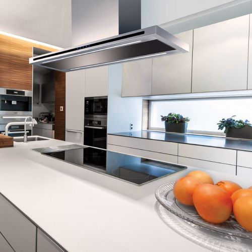 Островная вытяжка - LA-90-LINEA-ISL-SS - Luxair Cooker Hoods Kitchen Extractors - со встроенным освещением
