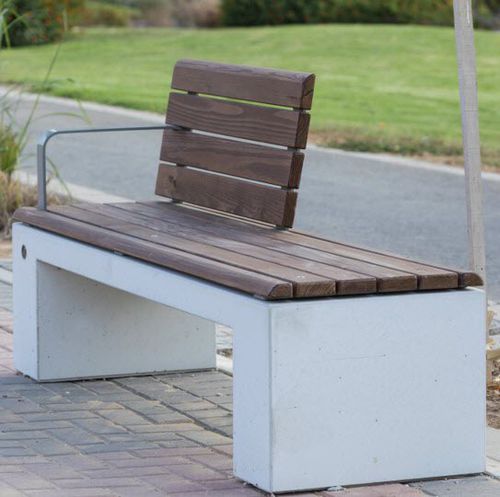Современная общественная скамейка - NEGEV - Arica Urban - из дерева / из бетона / со спинкой