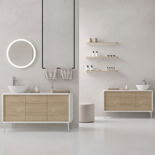 Напольная тумба под умывальник - CREO SERIES - VISMARA Beauty&Spa Design - из дерева / современная / с дверью