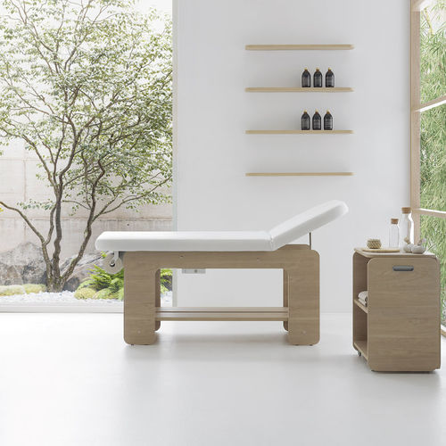 Фиксированный массажный стол - FLOW - VISMARA Beauty&Spa Design - из дерева / со встроенным ящиком / для профессионального использования