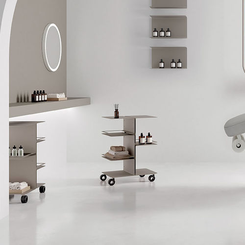 Современный столик на одной ножке - ARCUS - VISMARA Beauty&Spa Design - из окрашенной стали / из дерева / с основанием из древесины