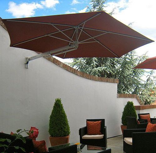 Шестиугольный зонт от солнца - P4 PRO - Solero Parasols - направляемый / настенный / из ткани