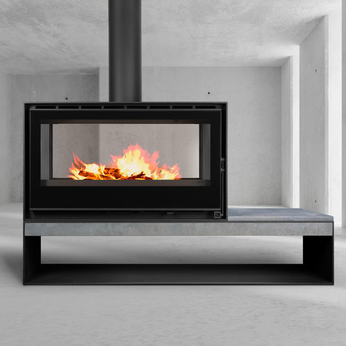 Печь-камин на дровах - DIAMANTINE 100 DF EcoDesign - BELLIDO Manufacturas Metálicas, S.L. - 12 кВ / на ножках / центральная