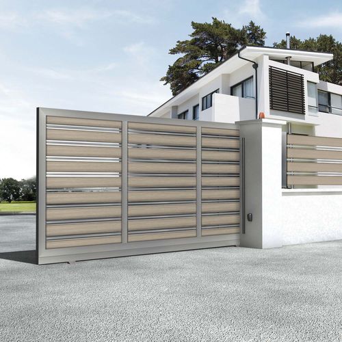 Створчатое ворота - MODERN: M482 - Style Doors S.A. - раздвижное / из анодированного алюминия / с пластинками
