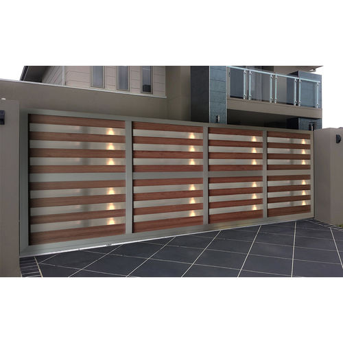 Створчатое ворота - MODERN: M484 - Style Doors S.A. - раздвижное / из анодированного алюминия / с пластинками