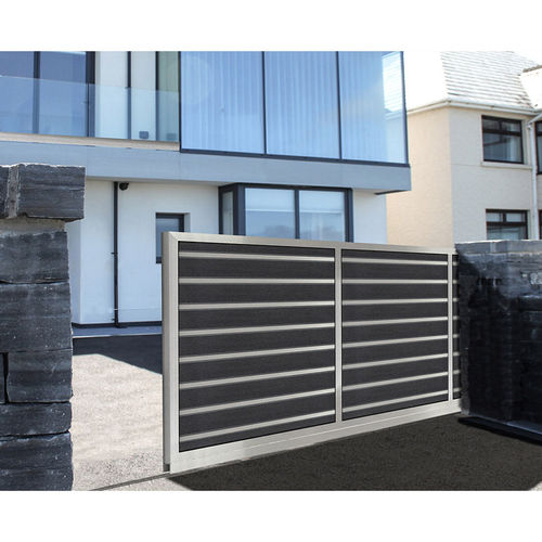Створчатое ворота - MODERN: M493 - Style Doors S.A. - раздвижное / из анодированного алюминия / с пластинками