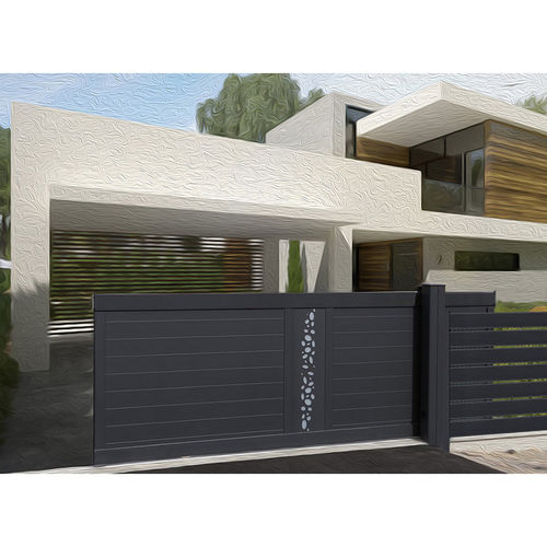 Створчатое ворота - PRESTIGE CLASSIC: C102 - Style Doors S.A. - раздвижное / из анодированного алюминия / с пластинками
