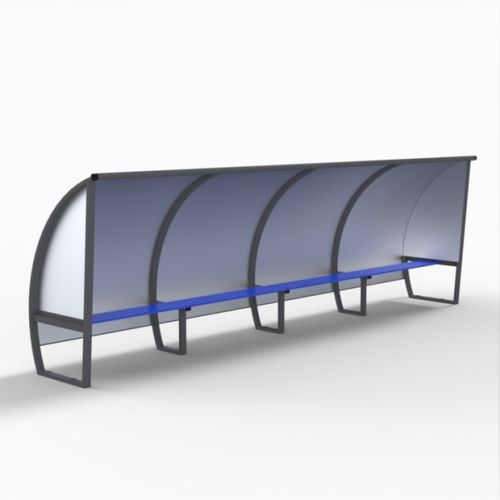 Скамейка запасных с навесом для 10 человек - S11250G - SODEX SPORT - из алюминия / из ПВХ / серый