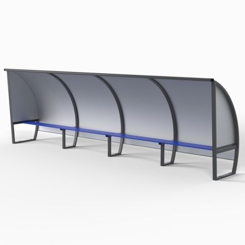 Скамейка запасных с навесом для 10 человек - S11150G - SODEX SPORT - из алюминия / фиксированный / серый