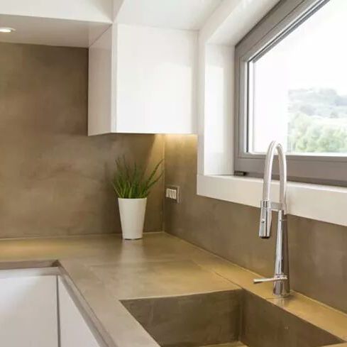 Рабочая поверхность из Solid Surface - Cemento Cerato - для кухни / пятностойкая / износостойкая