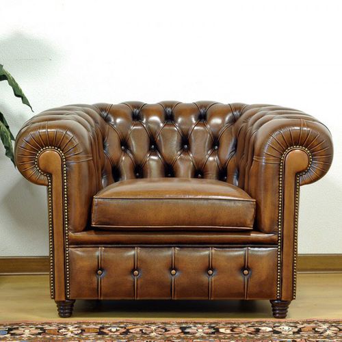 Кресло честерфилд - OLD STYLE - VAMA Divani - из кожи / на заказ / коричневое