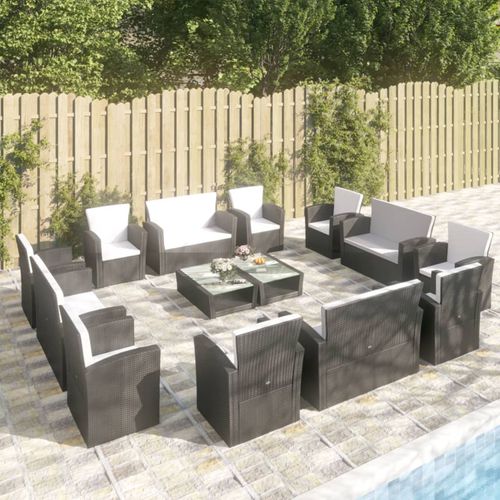 Современная мебель для сада - vidaXL 16-tlg : 3095942 - desayo - из синтетического ротанга / из стали, покрытой порошком / из стекла