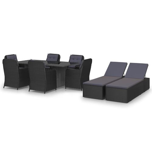 Современный комплект стол - стулья - vidaXL 9-tlg : 3059481 - desayo - для сада / из стали, покрытой порошком / из стекла
