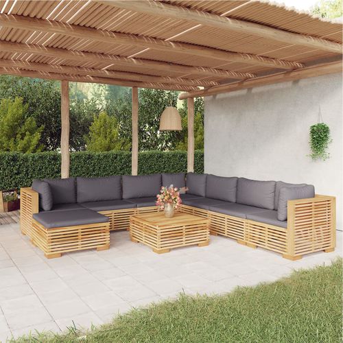 Современная мебель для сада - vidaXL 9-tlg : 3100890 - desayo - из цельной древесины / из тикового дерева / из ткани