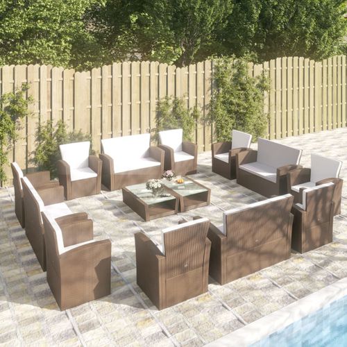 Современная мебель для сада - vidaXL 16-tlg : 3095944 - desayo - из синтетического ротанга / из стали, покрытой порошком / из стекла