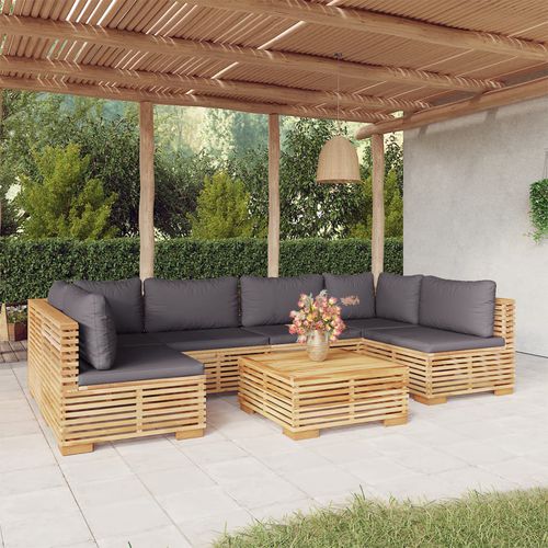 Современная мебель для сада - vidaXL 7-tlg : 3100894 - desayo - из цельной древесины / из тикового дерева / из ткани