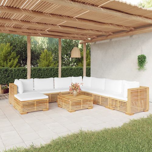 Современная мебель для сада - vidaXL 9-tlg : 3100889 - desayo - из цельной древесины / из тикового дерева / из ткани