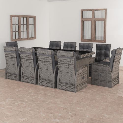 Современный комплект стол - стулья - vidaXL 11-tlg : 3059348 - desayo - для сада / из ткани / из стали, покрытой порошком