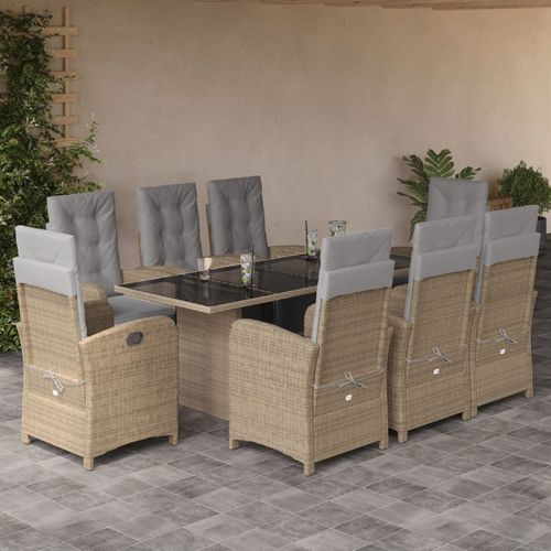 Современный комплект стол - стулья - vidaXL 9-tlg : 3212497 - desayo - для сада / из ротанга / из стали, покрытой порошком