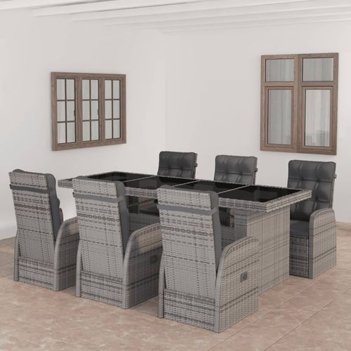 Современный комплект стол - стулья - vidaXL 7-tlg : 3059344 - desayo - для сада / из ротанга / из стали, покрытой порошком
