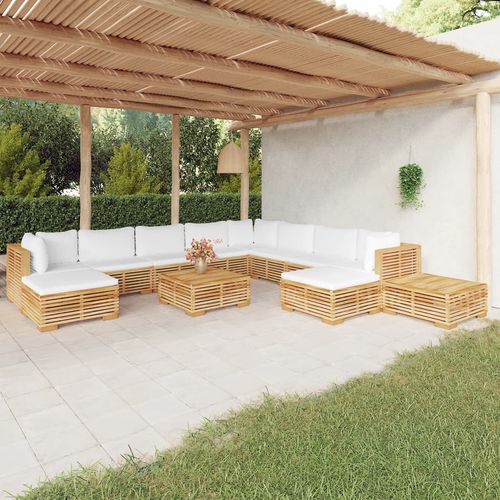 Современная мебель для сада - vidaXL 12-tlg : 3100887 - desayo - из цельной древесины / из тикового дерева / из ткани