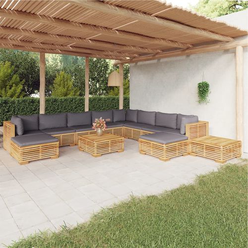 Современная мебель для сада - vidaXL 12-tlg : 3100888 - desayo - из цельной древесины / из тикового дерева / из ткани