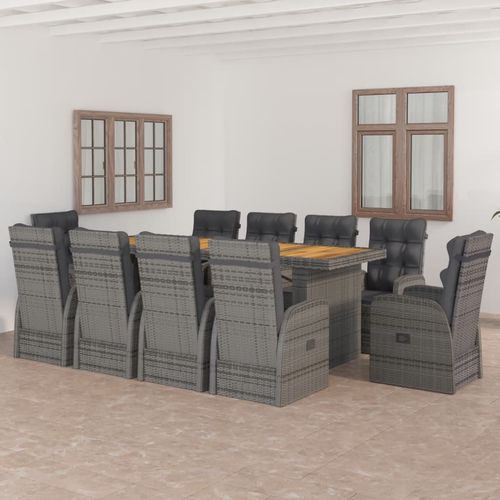 Современный комплект стол - стулья - vidaXL 11-tlg : 3059349 - desayo - для сада / из ткани / из акации
