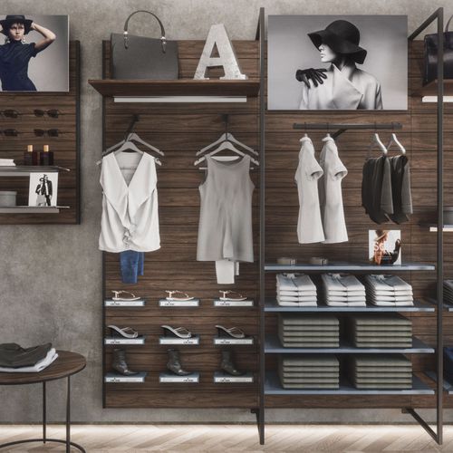 Настенный выставочный стенд-витрина - M50 - GIBAM SHOPS SPA - из дерева / из металла / из стекла