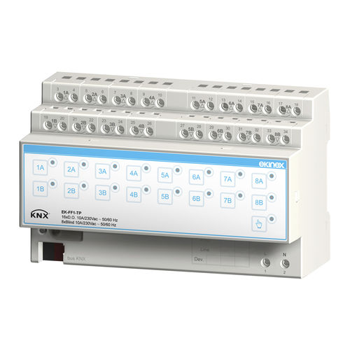 Привод для жалюзи для протокола KNX - EK-FF1-TP - ekinex® - с рольставнями / венецианский / на DIN-рейке