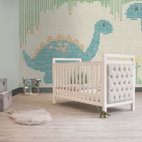 Обои уникальный дизайн - CROSS STITCH DINO - Skinwall - из нетканых материалов / из стекловолокна / виниловый