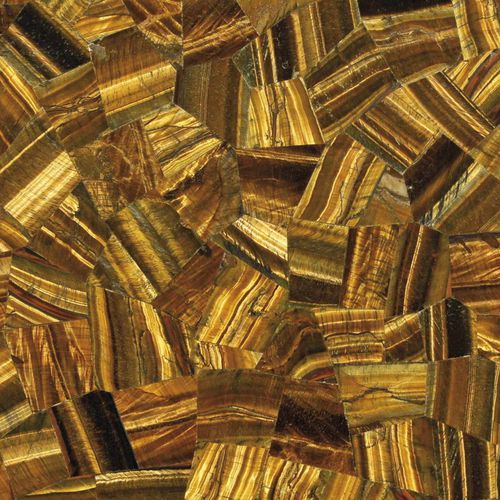 Плитка из полудрагоценного камня - TIGER EYE GOLD RANDOM - Elite Stone - глянцевая / для интерьера / настенная