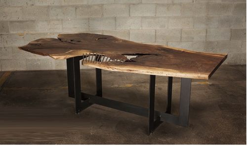 Стол уникальный дизайн - LIVE EDGE - Bois & Design - из стали / с основанием из металла