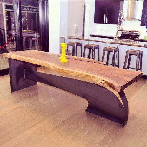 Обеденный стол уникальный дизайн - PAROTA - Bois & Design - из дерева / из стали / прямоугольный