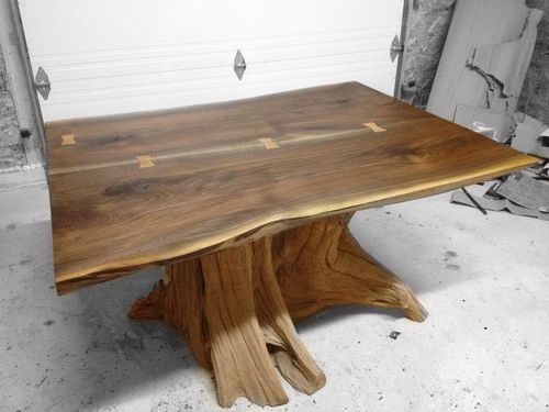 Обеденный стол уникальный дизайн - LIVE EDGE - Bois & Design - из дуба / из орехового дерева / из цельной древесины