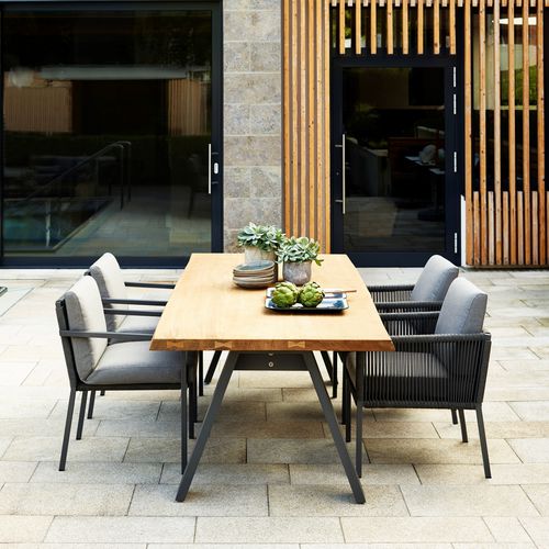 Современный cтул для столовых - CLUB Dining Chair - Solpuri - для наружного применения / из алюминия / обитый