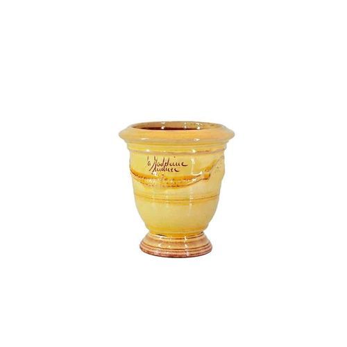Современная ваза - Anduze - Poterie de la Madeleine - из глазированной керамики / ручной работы / желтая
