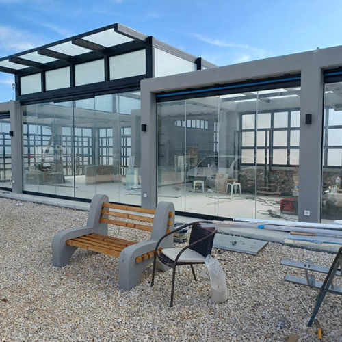 Панельная тонкостенная перегородка - IN CORFU - Atrio Glass Doors - из стекла / из алюминия / декоративная
