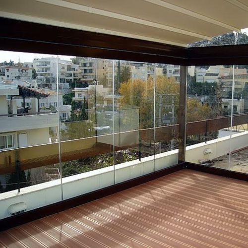 Пергола пристроенная к зданию - PSIHIKO - Atrio Glass Doors - из дерева / из стекла / на заказ