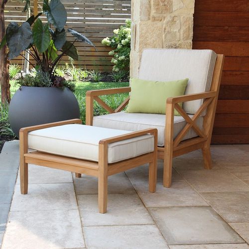 Современное кресло - APEX : 5075 - COUNTRY CASUAL TEAK - из ткани / из тикового дерева / с опорой для ступней