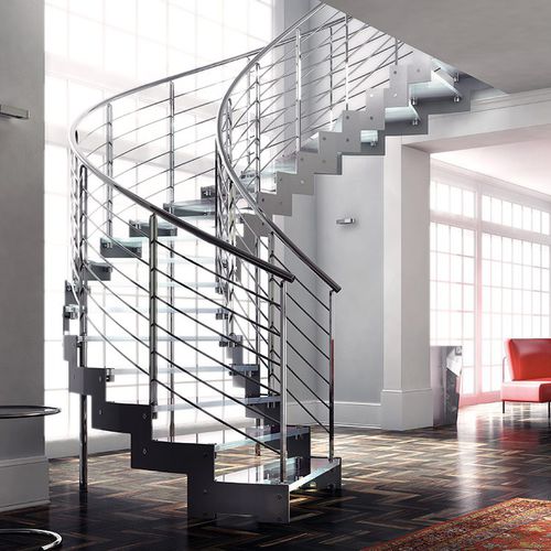 Винтовая лестница - L20-2E-GVE - d'OPERA STAIRS - со стеклянными ступеньками / металлическая конструкция / современная
