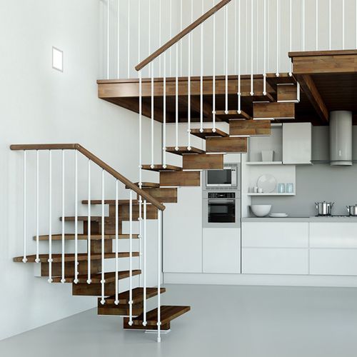 Лестница с поворотом на 90° - K20-KIT - d'OPERA STAIRS - с поворотом на 180° / с деревянными ступеньками / деревянная конструкция