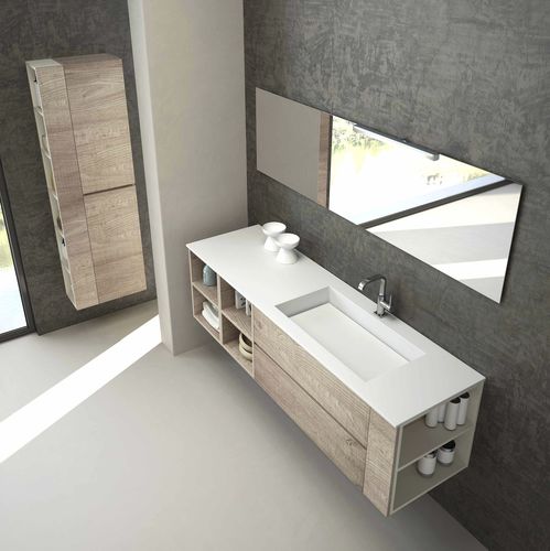 Двойная тумба под умывальник - SHERWOOD COMP 01 - NOVEL BATHROOM FURNITURE - настенная / из лакированной древесины / из фанерованной древесины