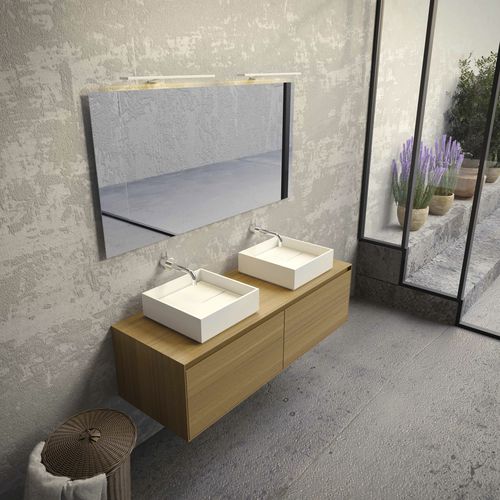 Двойная тумба под умывальник - THIN LINE - NOVEL BATHROOM FURNITURE - настенная / из дуба / из орехового дерева